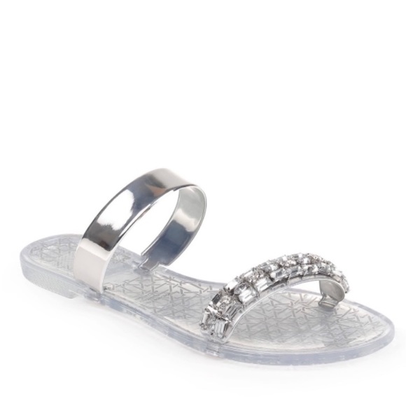 Badgley Mischka | Jeweled Sandal PVC Slides - Picture 1 of 5